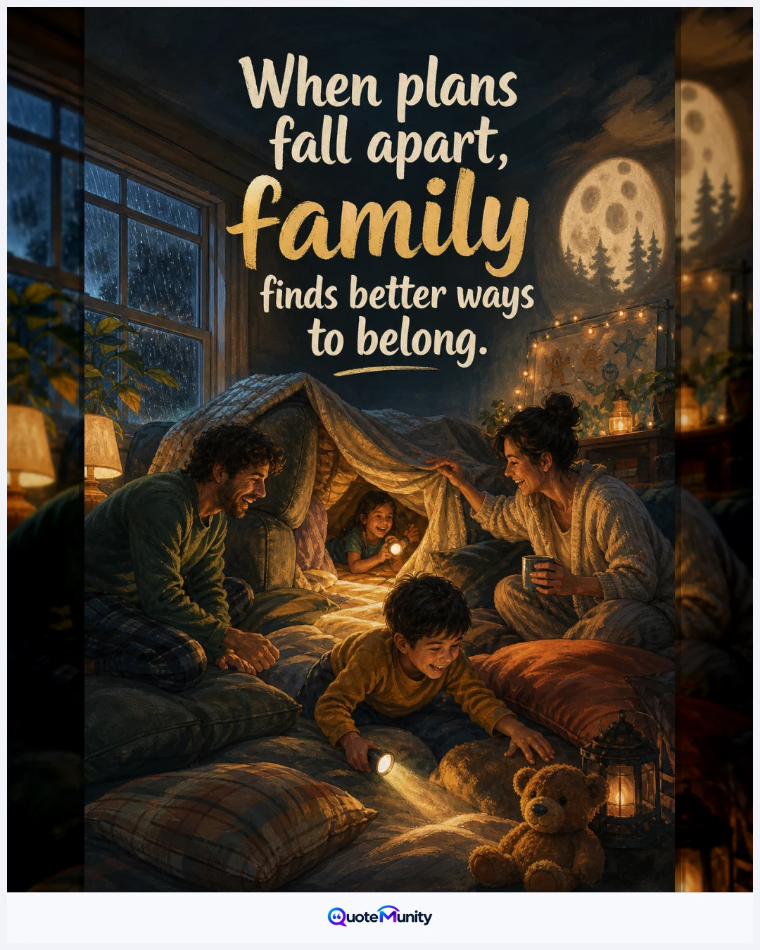 Relatable observation: canceled plans often turn into the family’s most memorable shared adventures.