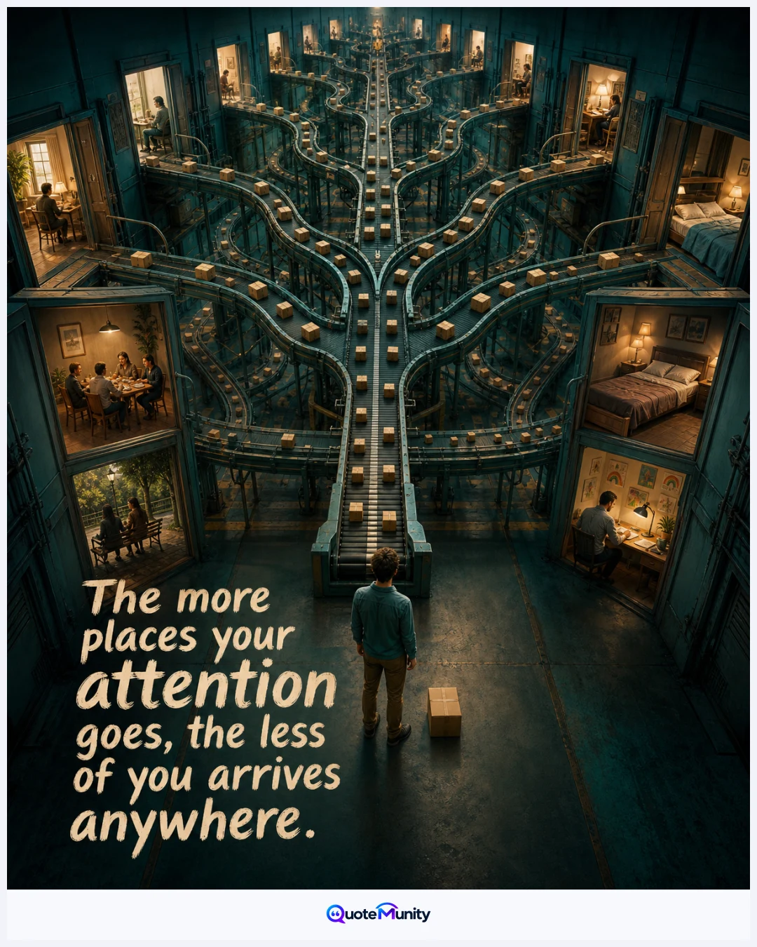 Constant digital availability fragments presence, leaving people physically present but mentally absent from every moment.