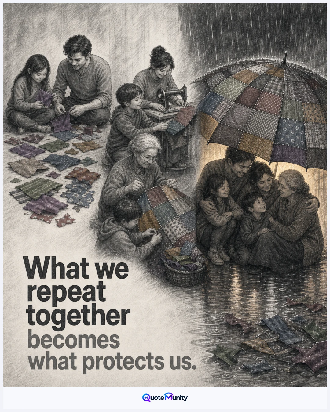 Family strength is formed through ordinary shared actions repeated over time, eventually creating a dependable sense of safety.